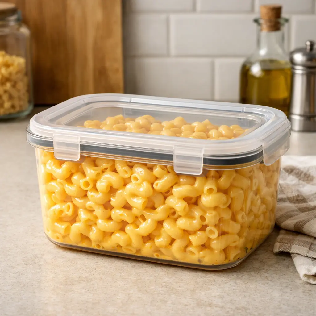 mac and cheese recipe stored for reheating